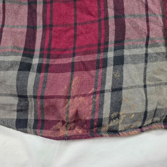 St. Johns Bay Mens XLT Red Plaid Flannel Long Sleeve Button Up Shirt Winter Warm - Picture 6 of 10